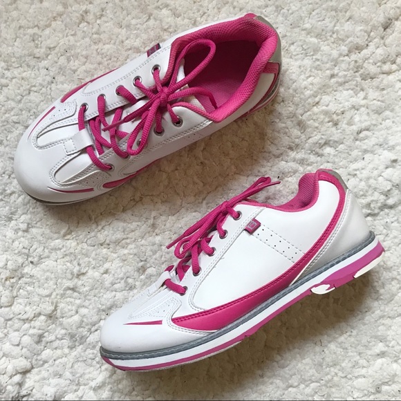 Brunswick Shoes - Brunswick WOMEN'S Curve White/Hot Pink Lace Up BOWLING SHOES L-015 Size 8M US